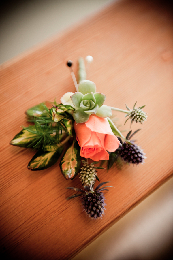 a light pink, purple and green boutonniere -  music inspired DIY wedding - photos by top Orange County, CA wedding photographers Viera Photographics
